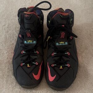 Nike LeBron 12 data Black and Pink Athletic Shoes